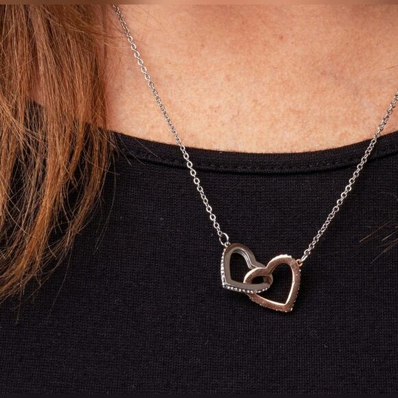 Interlock Heart To Heart Necklace New - Picture 1 of 9